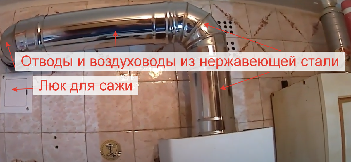 Один из корректных вариантов монтажа газовой вытяжки