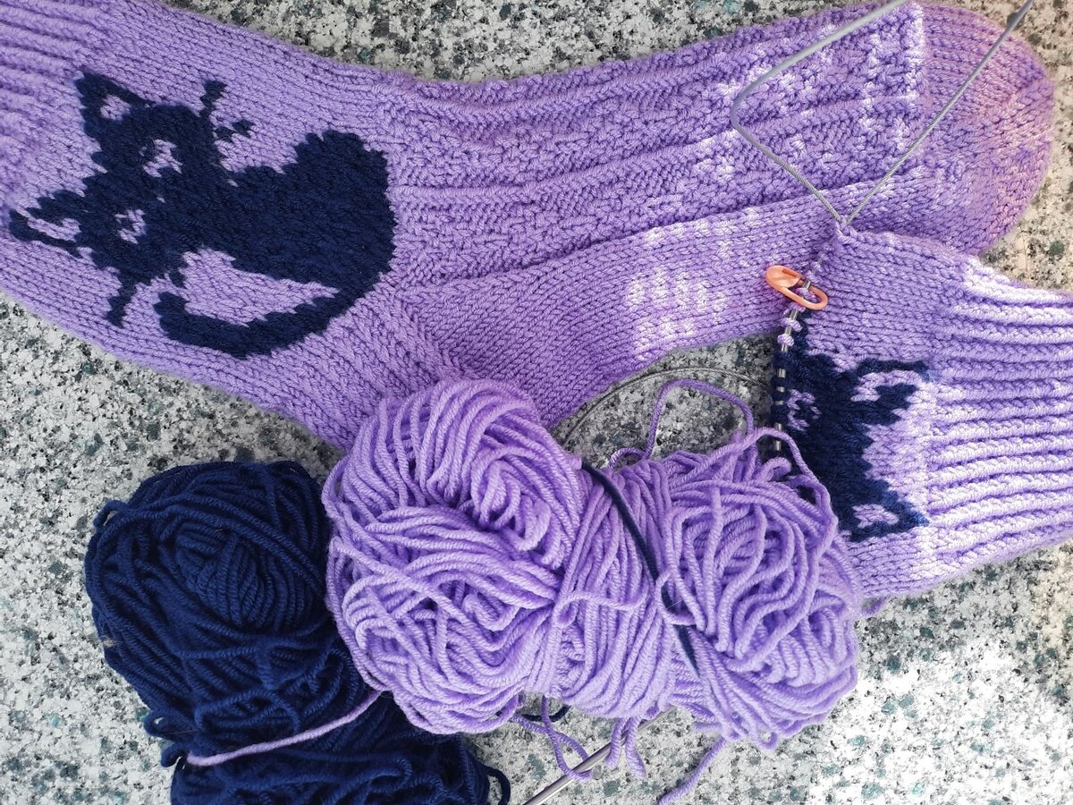 Эти носки я связала для любимой внучки, которая очень-очень неравнодушна к братьям нашим меньшим 