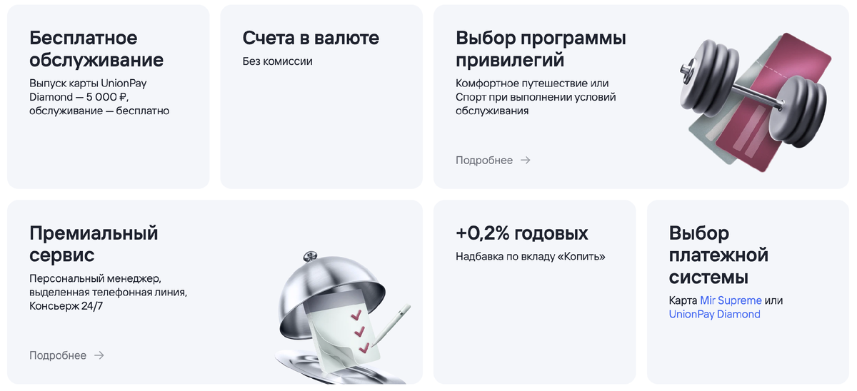 Рекламка некоторых плюшек премиума на сайте Газпромбанка