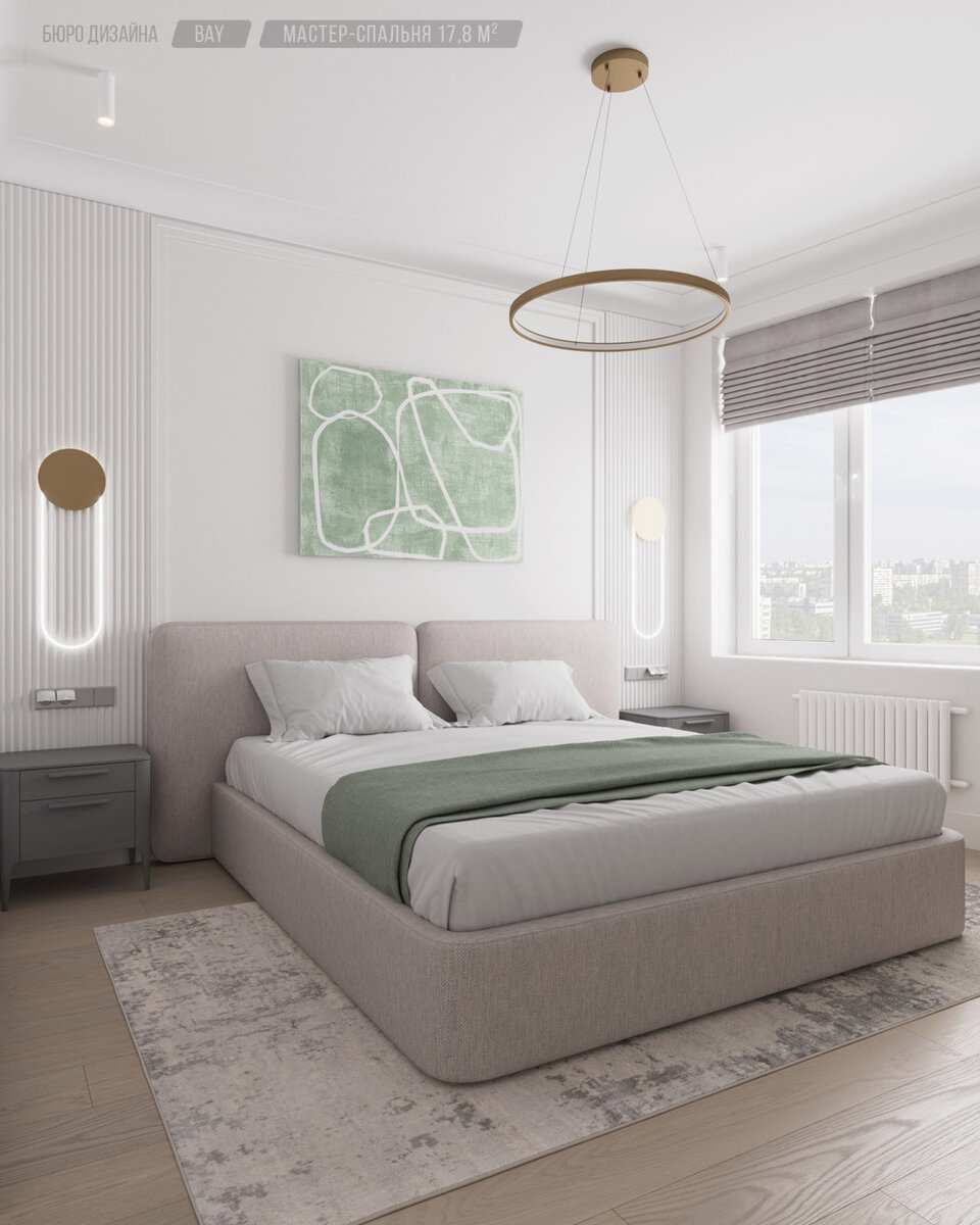 интерьер масетр-спальни в белом интерьере