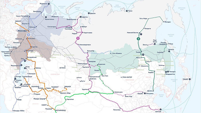 Фото: Единый транспортно-логистический каркас для диверсификации грузовых потоков. Источник: Институт экономики и развития транспорта 

