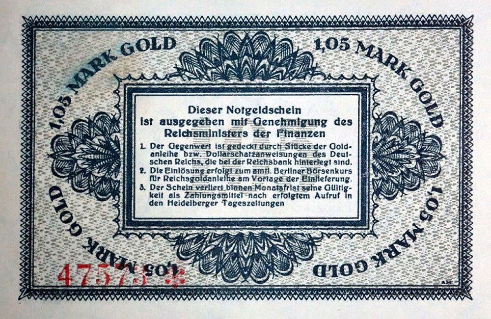 Гейдельберг. 1,05 золотая марка 1923 (реверс)