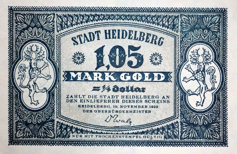 Гейдельберг. 1,05 золотая марка 1923 (аверс)