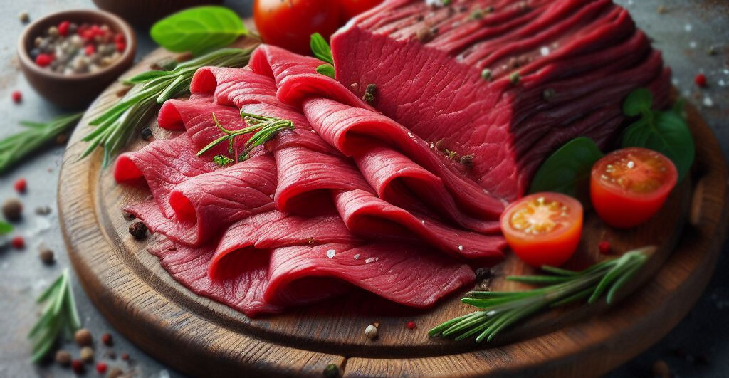 нарезаем поперек волокон и как можно тоньше