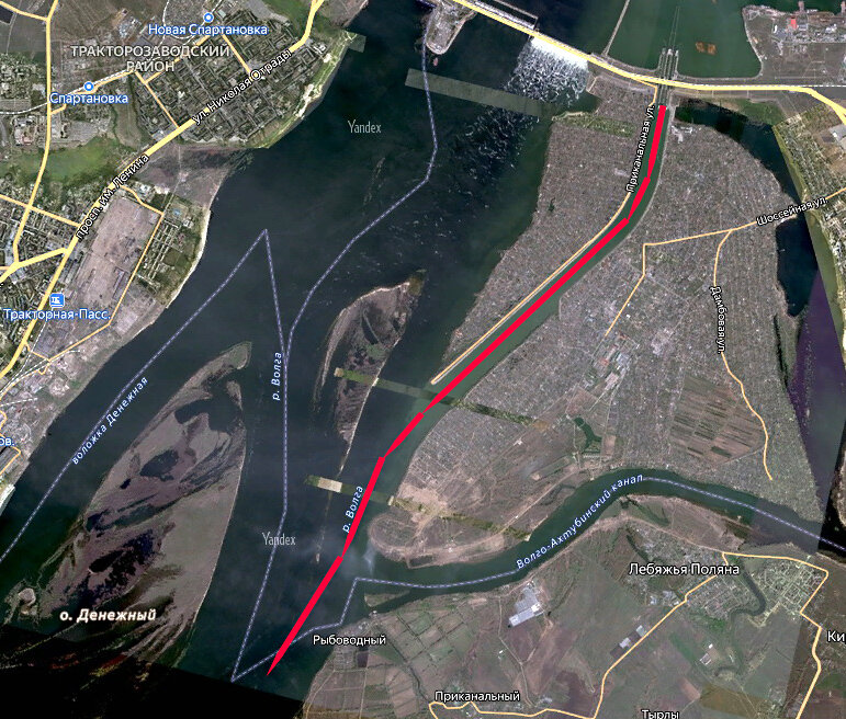 Маршрут от шлюза №31 до судового хода в русле Волги.