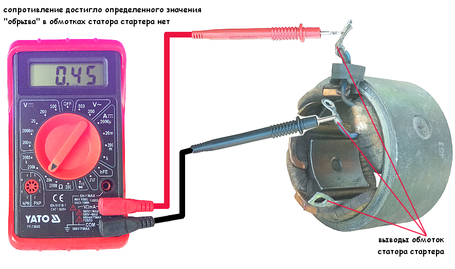 Сопротивление обмоток стартера. Прозвонить стартер мультиметром. Прозвонка якоря электродвигателя мультиметром. Проверка обмотки статора стартера. Как проверить реле стартера на работоспособность мультиметром.