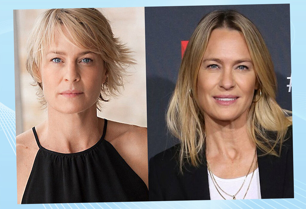 Робин Уайт прекрасна со стрижкой в фильме "Запретное влечение", где только море, купальники и короткие платья. В обычной жизни с длинными волосами не менее эффектна. Листайте галерею