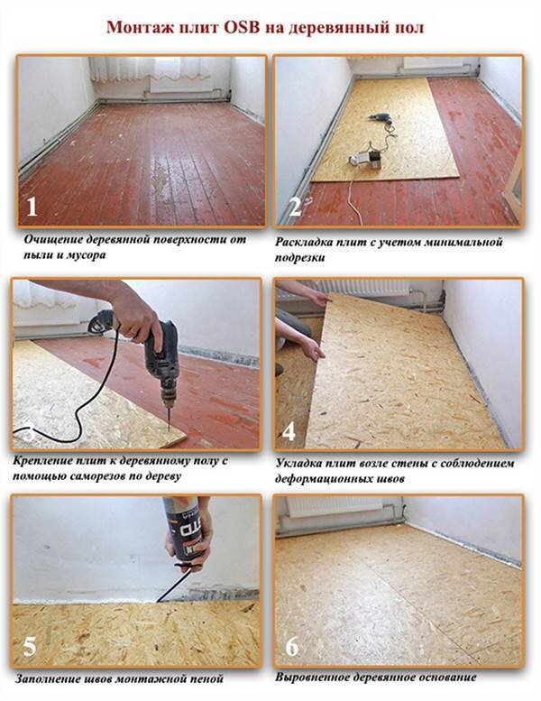 Монтаж плит OSB на деревянный пол