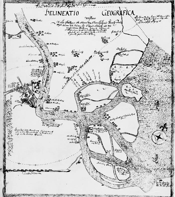 Шведская карта низовьев Невы 1640-х годов.