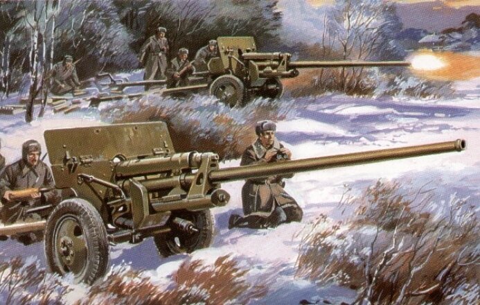 Пушки ПТО войсковой артиллерии Пушка противотанковая - это артиллерийское орудие, предназначенное для поражения танков и других подвижных бронированных целей.-11