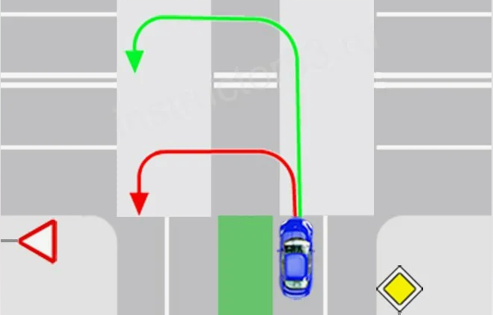 Развороты на перекрестке грузовом автомобиле. Разворот на регулируемом перекрестке схема. Разворот на перекрестке с разделительной полосой и светофором. Схема разворота на нерегулируемом перекрестке. Поворот налево на перекрестке с разделительной полосой.