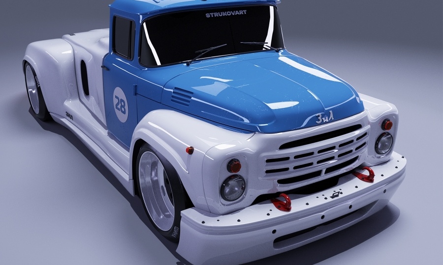 ЗИЛ-130 в виде гоночного грузовика с обтекаемым дактейлом