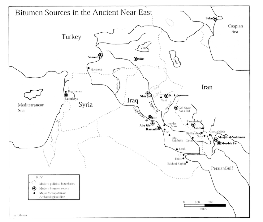 Источники битума в Древней Месопотамии. Источник изображения: www.researchgate.net