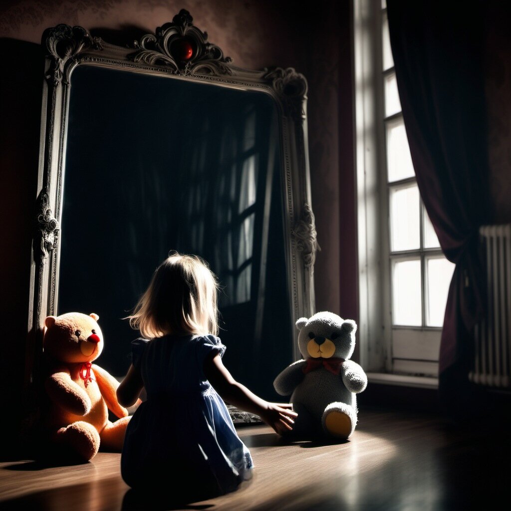 «Лила играет около загадочного зеркала»