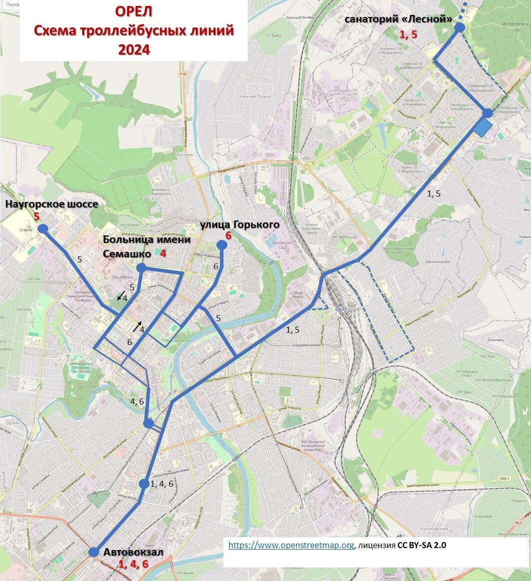 Схема троллейбусных маршрутов