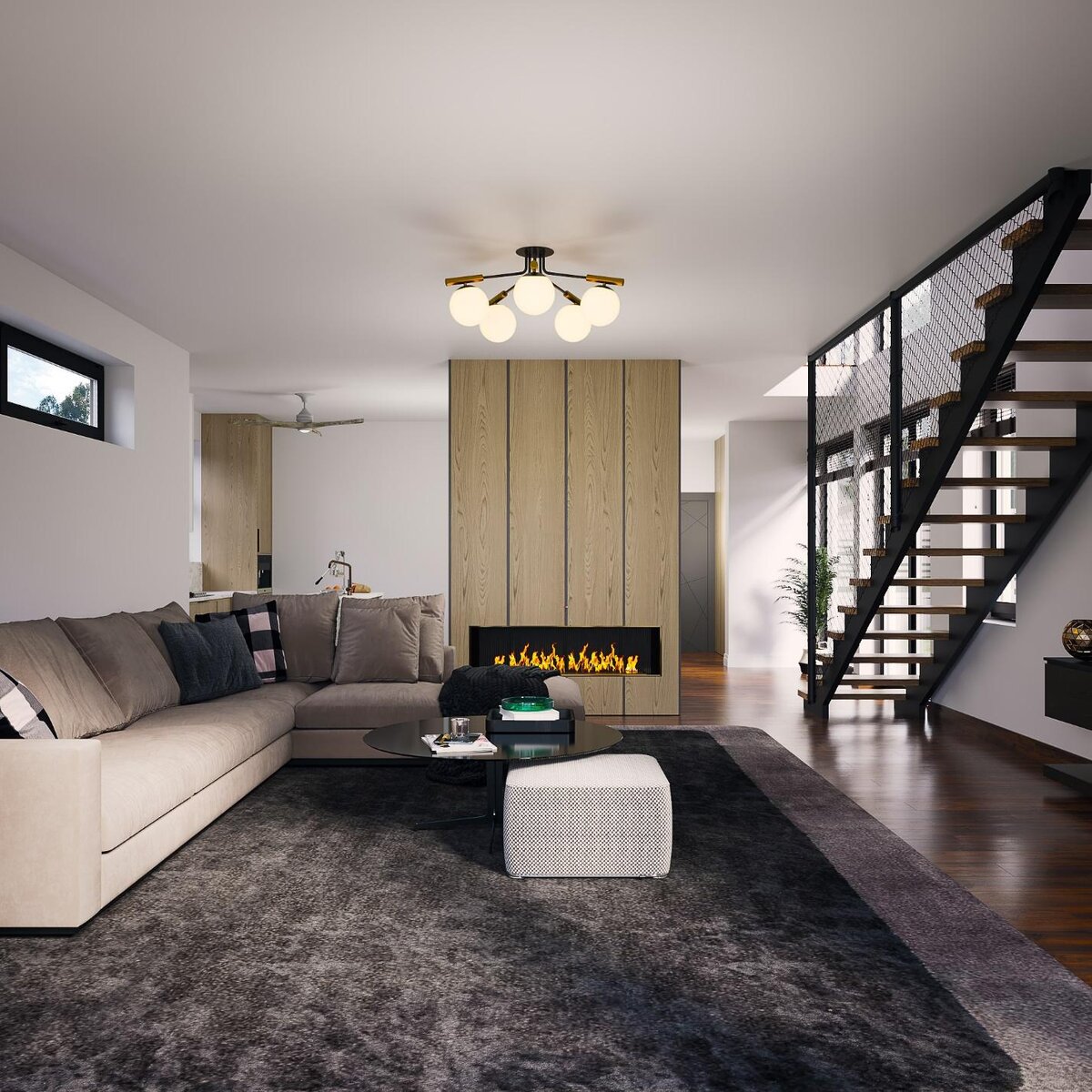  Пример гостиной в проекте дома «RH 130» от компании Rhombus house