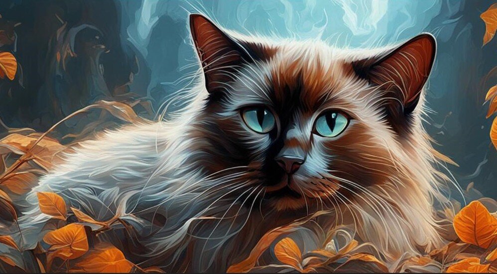 Бирманская кошка. Изображение сгенерировано с помощью ИИ.
