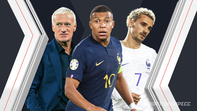    Дидье Дешам, Килиан Мбаппе, Антуан Гризманн.