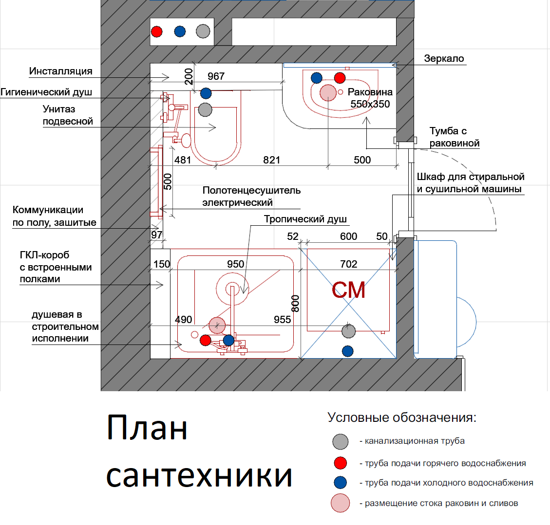 Схема подключения сантехники в ванной комнате