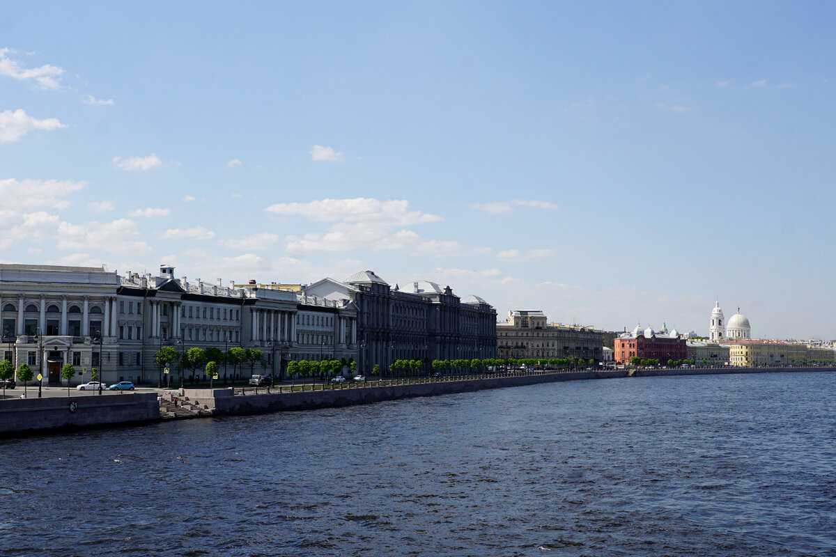 Река Малая Нева. Набережная Макарова. Вид с Биржевого моста. Фото автора.