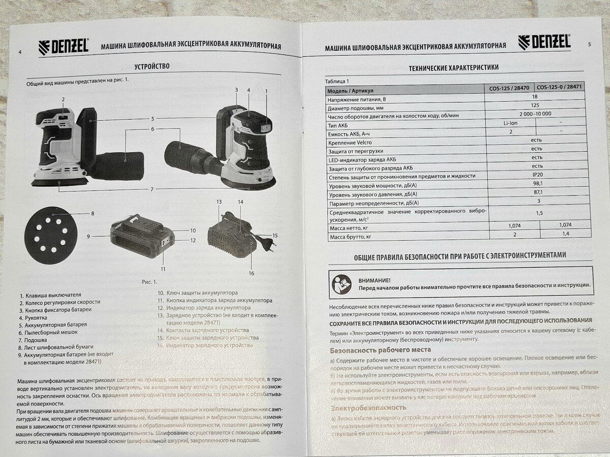 Обзор аккумуляторной эксцентриковой шлифовальной машины Denzel COS-125 |  DENZEL Россия | Дзен