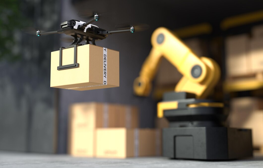 https://img.freepik.com/free-photo/drone-delivering-goods-city-autonomous-delivery-robot-business-air-transportation-concept_35913-2728.jpg?t=st=1709017754~exp=1709021354~hmac=d78bb6745617d9fb5c6d45776e9c5eb5fc8de849771661728db77c593ecb72ac&w=1060