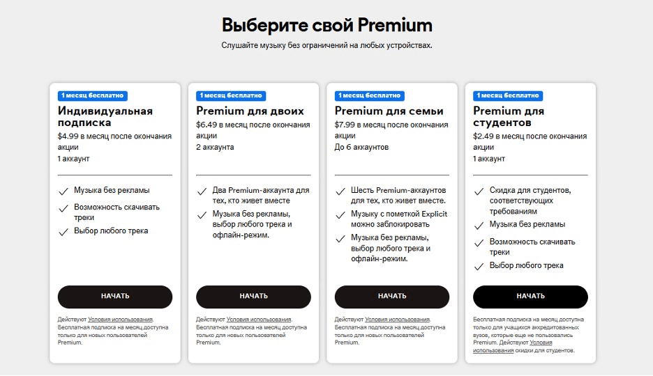 Как выглядит оплаченный Spotify.