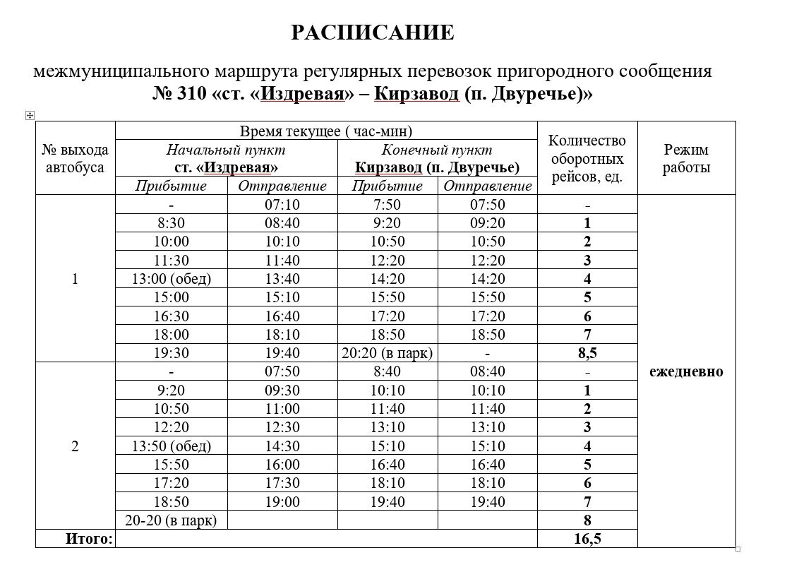 Маршрут автобуса 310