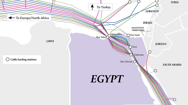    Submarine Cable Map Карта интернет-кабелей, проложенных по дну Красного моря