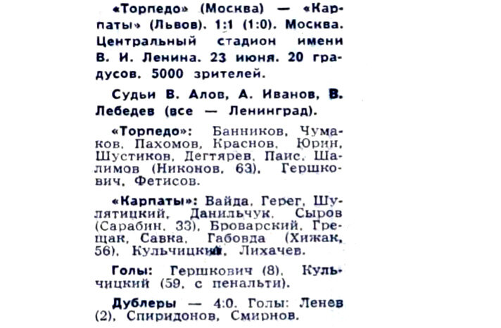 "Советский спорт", № 147 (7101), пятница, 25 июня 1971 г. С. 3. С небольшой корректировкой автора ИстАрх.