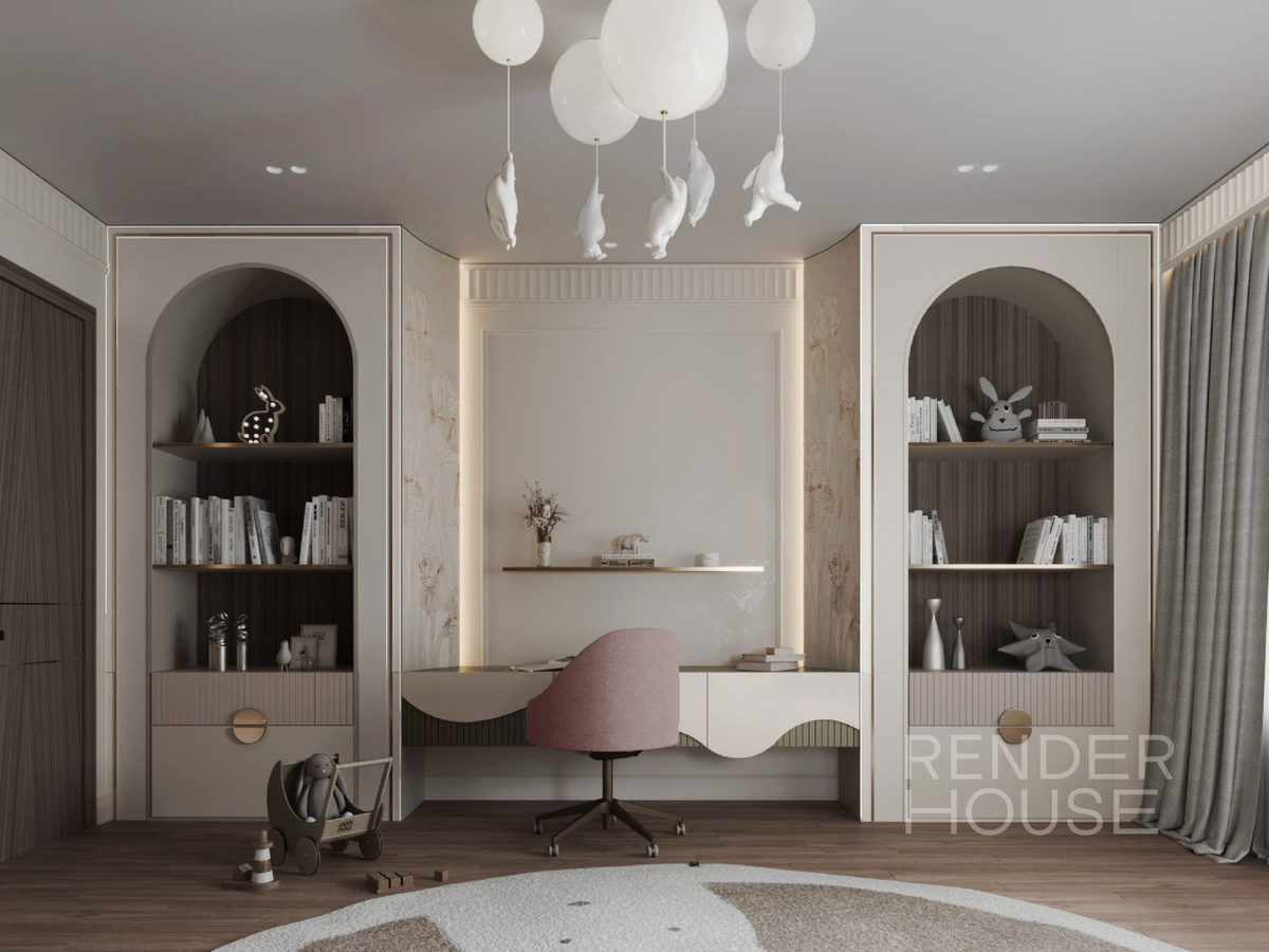 Интерьеры детской комнаты в загородном доме, проект РОЖДЕСТВЕННО