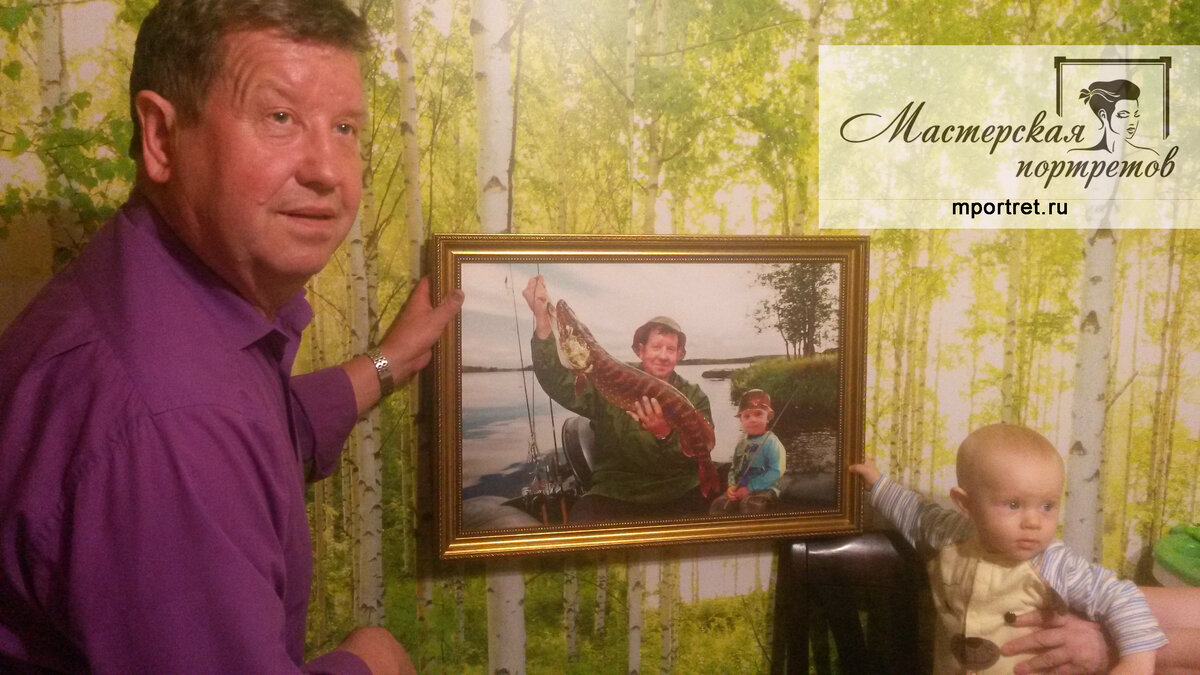 Коллаж по фотографии на холсте в подарок деду - Мастерская портретов в Санкт-Петербурге