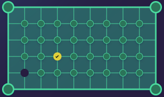 Какую точку надо выбрать Васе для прицела, чтобы после удара в её сторону чёрный шар попал в лузу напрямик, без соударений с бортом? Лузу можно выбрать любую.