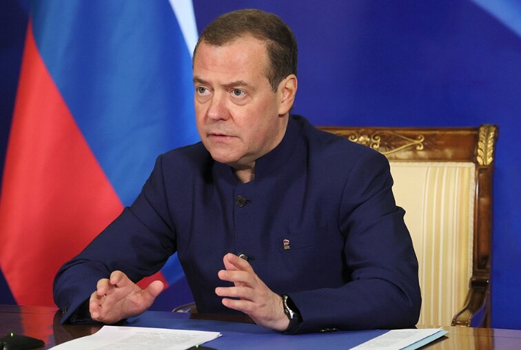 Дмитрий Медведев ответил Макрону на угрозы участия войск НАТО в конфликте. Фото: © РИА Новости / Екатерина Штукина 