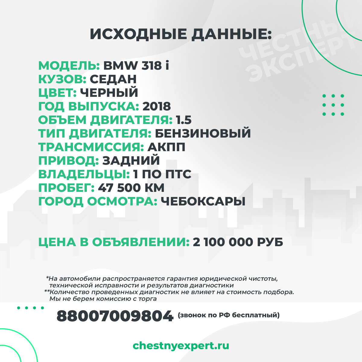 Разовая выездная диагностика: bmw 318 2018г.в. за 2 100 000 рублей. |  ЧЕСТНЫЙ ЭКСПЕРТ - подбор авто | Дзен