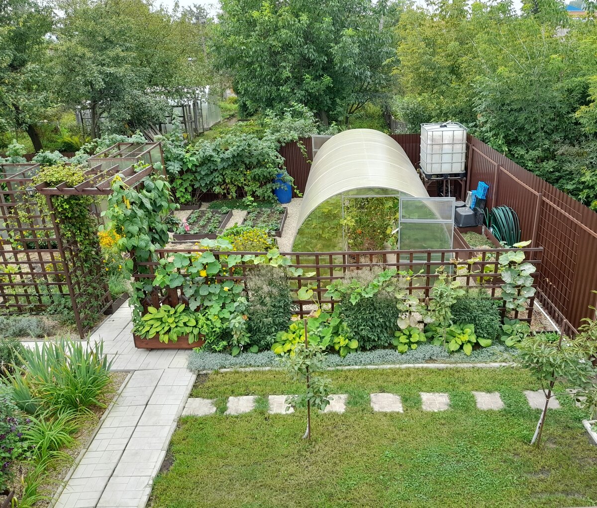 Наш огород с высоты второго этажа