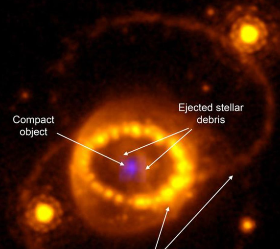 Сверхновая 1987А, снятая космическими телескопами «Хаббл» и «Джеймс Уэбб».