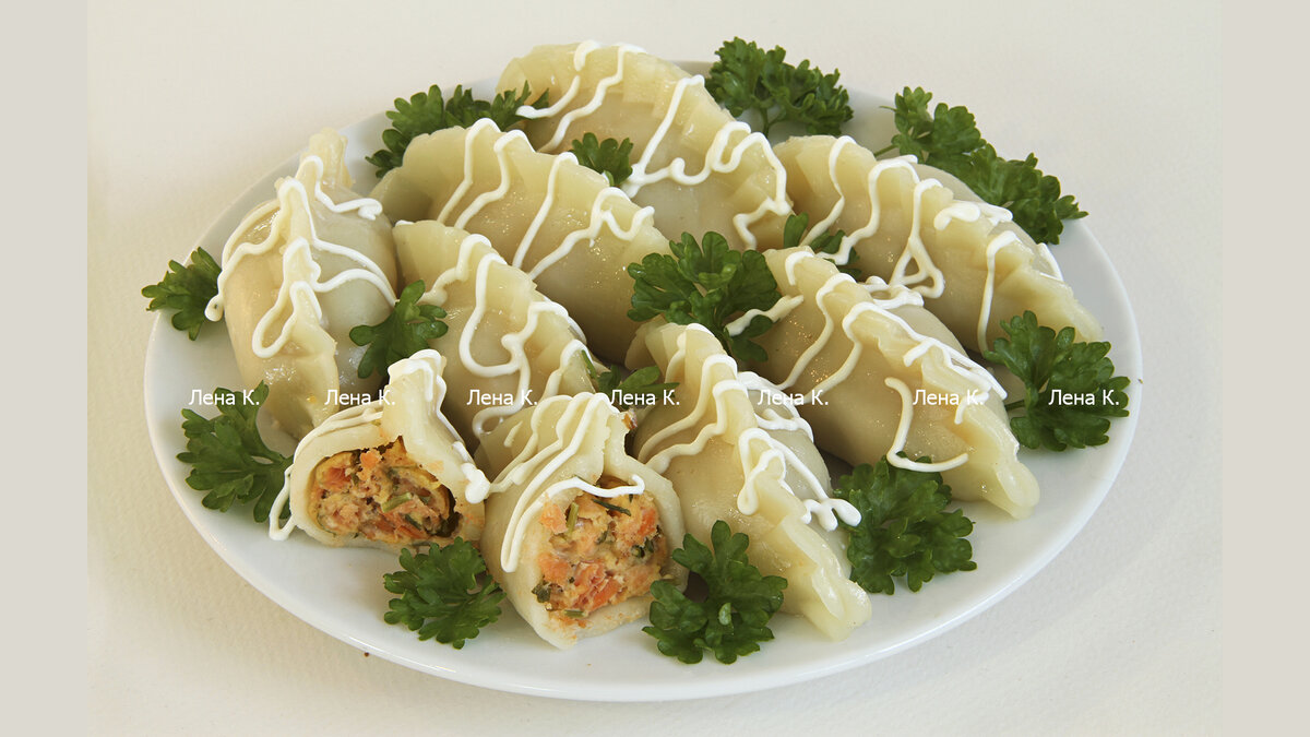 рисовые манты с форелью,приготовление и фото Лены К.