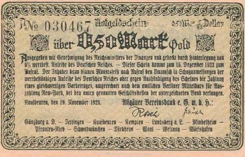 Альгойская ассоциация банков. 0,50 золотой марки (аверс)