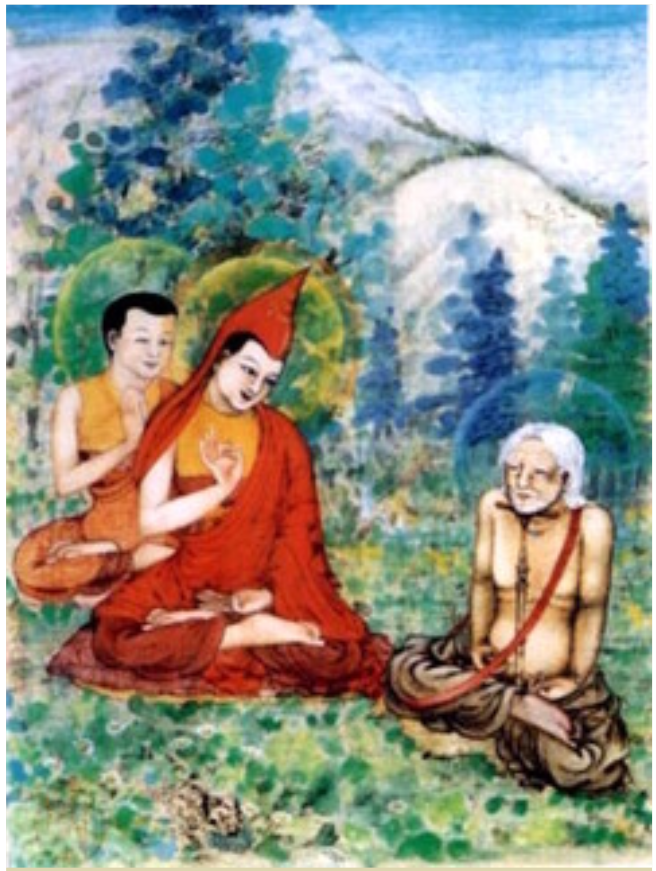 Вайрочана даёт инструкции Мифаму Гомпо. Работа Чёджела Ринпоче.