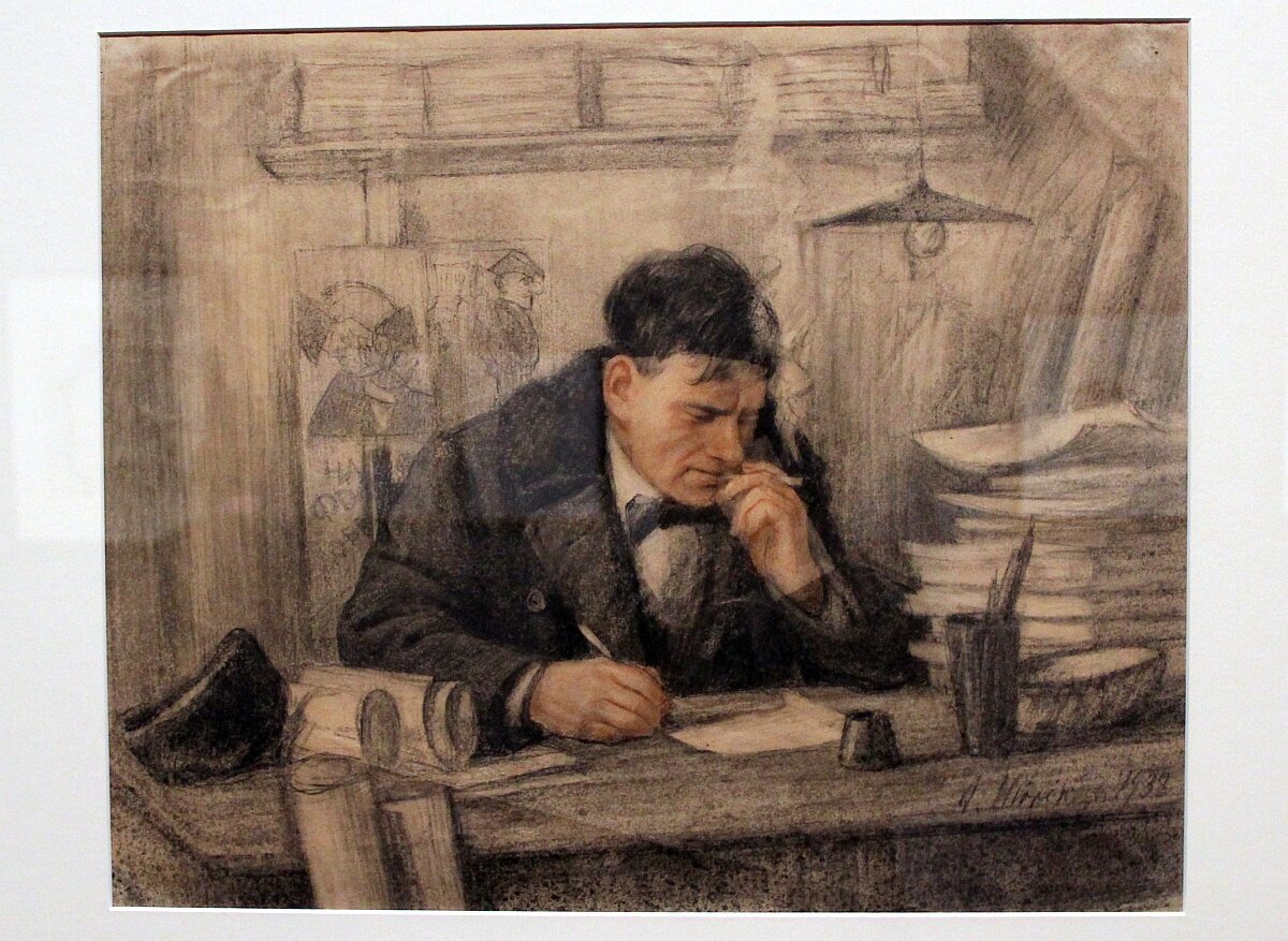    "Тихо, Маяковский работает!" Портрет поэта работы Амшея Нюренберга. 1928 год. / Светлана Цыганкова