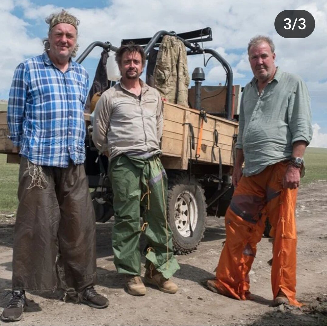 Триединая святая троица: слева на право Мэй, Хаммонд и Кларксон в Монголии