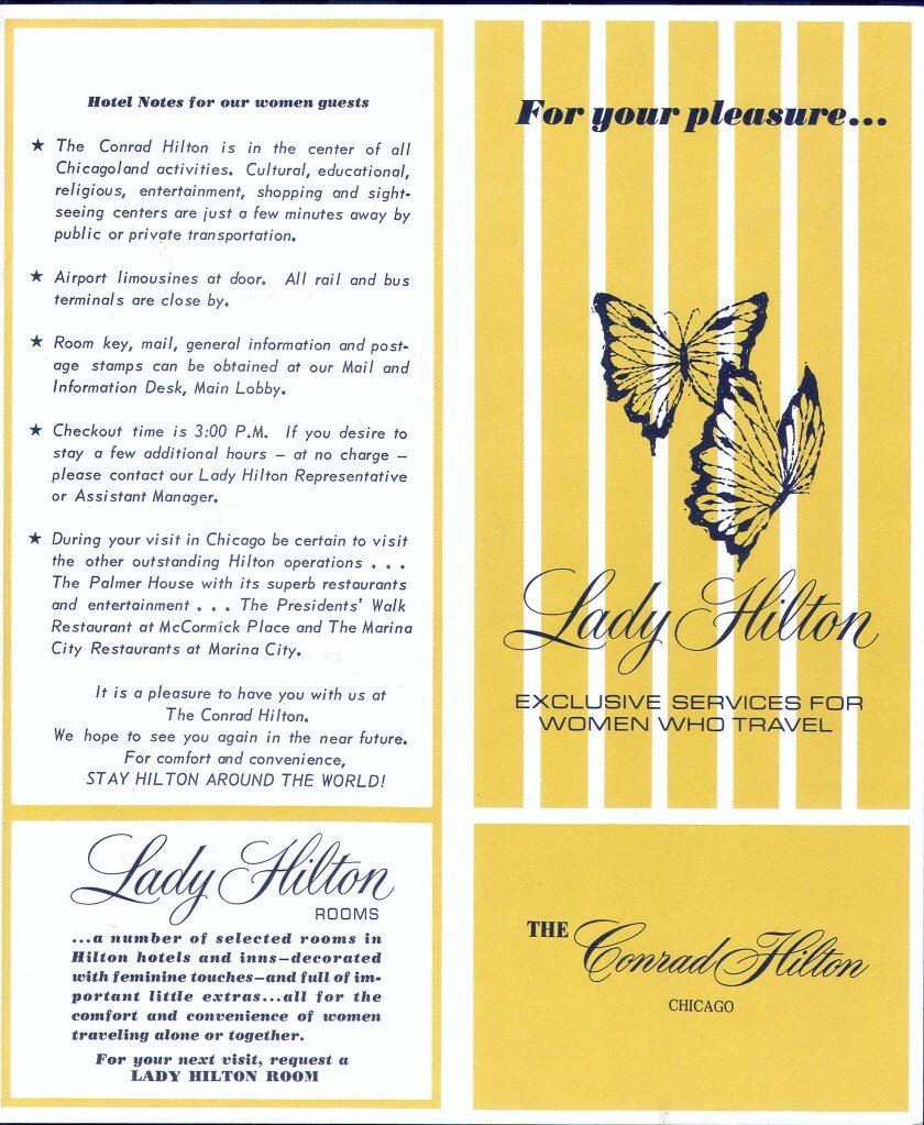 Буклет из отеля Hilton, в котором рассказывалось о преимуществах программы эксклюзивного сервиса для женщин, которые путешествуют.