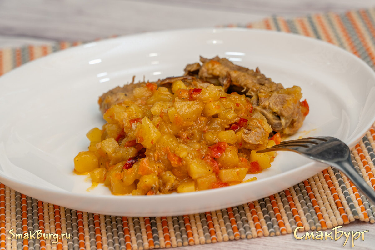 Ароматное овощное рагу со свиными ребрышками в мультиварке - приятное блюдо для всей семьи!
