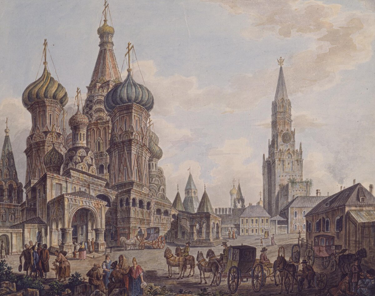 Ф. Алексеев. «Покровский собор, „что на Рву“», 1800-е. Бумага, акварель., фото:пресс-служба выставки