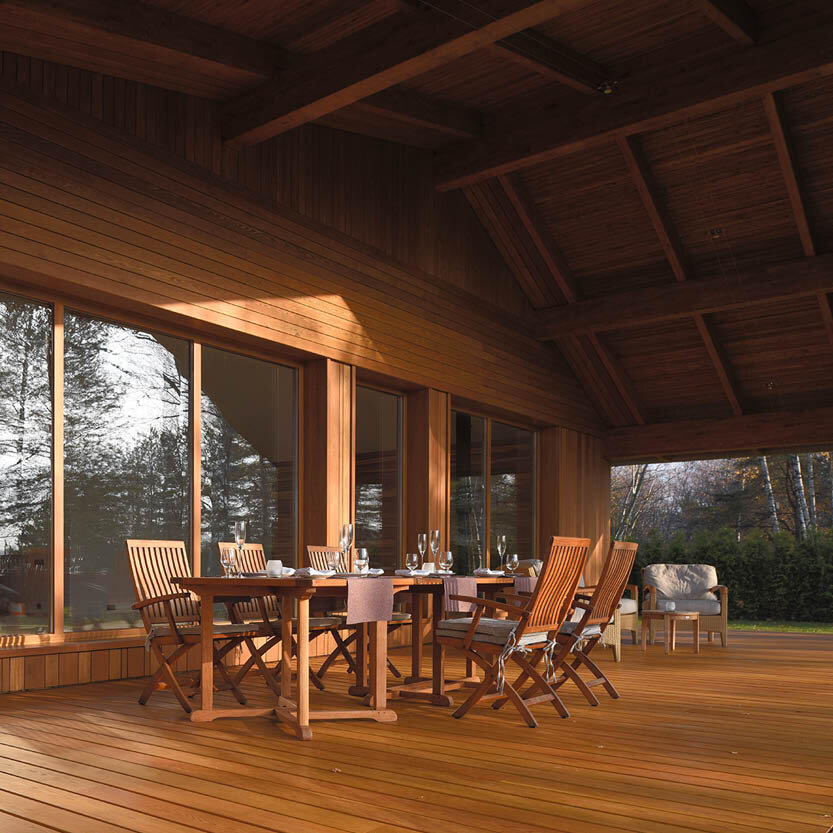 Большой гостевой дом из лиственницы | Масло Osmo 