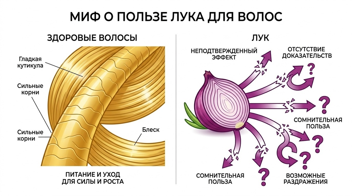 миф о пользе лука для волос