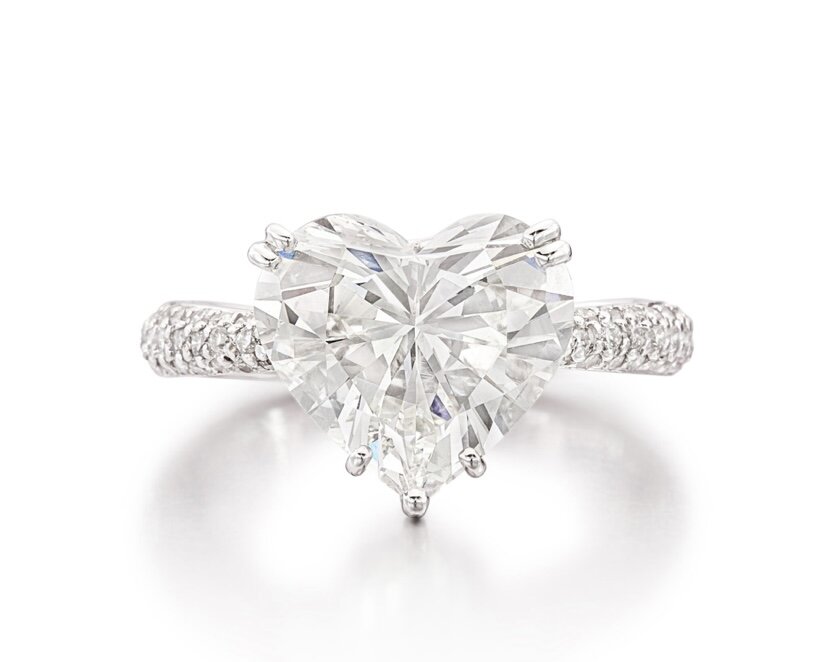 Кольцо, с бриллиантом, огранка сердце, 5,38 карат