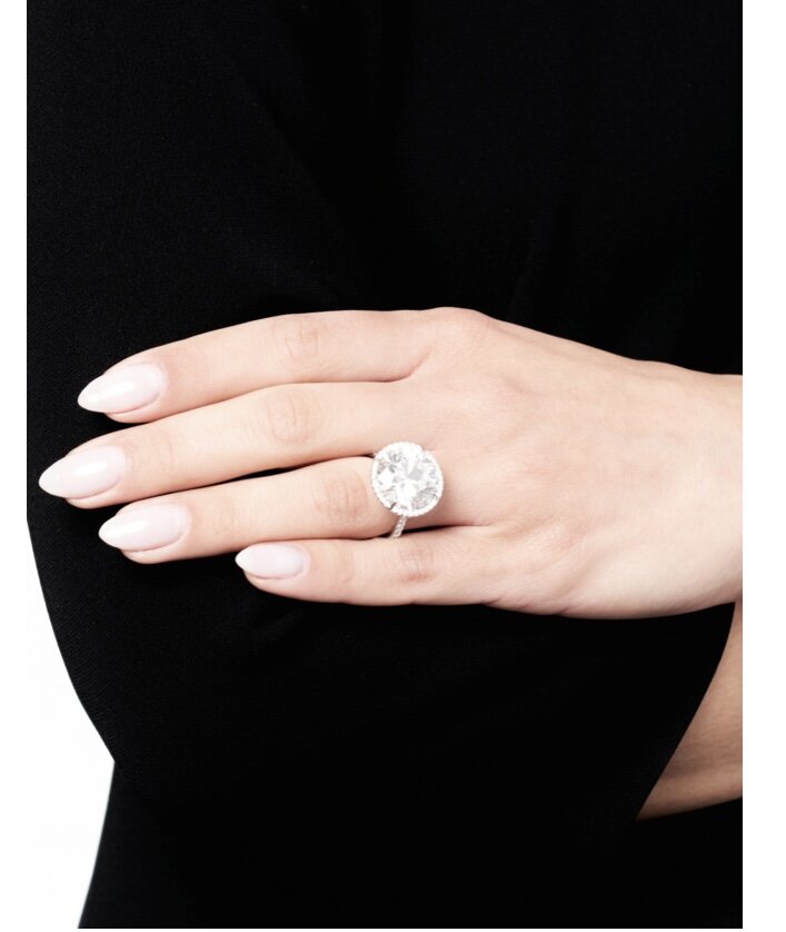 Кольцо с бриллиантом, круглая огранка, 10.5 карат 