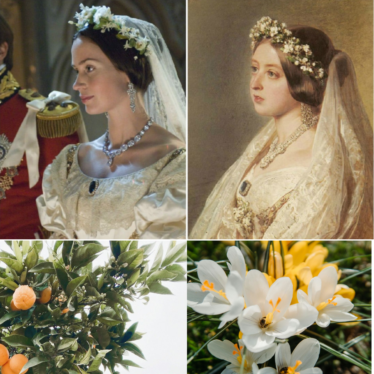 флердоранж как украшение прически невест. Две невесты. 